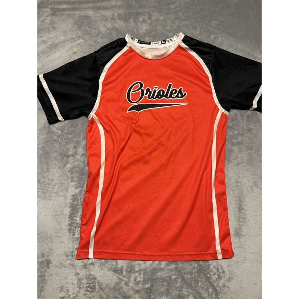 BALTIMORE ORIOLES Men Sz M Short Sleeve MLB Logo Crew Neck T Shirt Champro #7